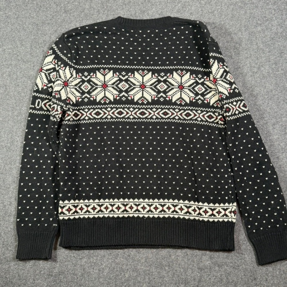 Polo Ralph Lauren Mens Black Fair Isle Cotton Cashmere Snowflake Sweater L - Picture 4 of 12